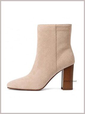 Faux Suede Ankle Boots Women Block Heel Heeled Booties
